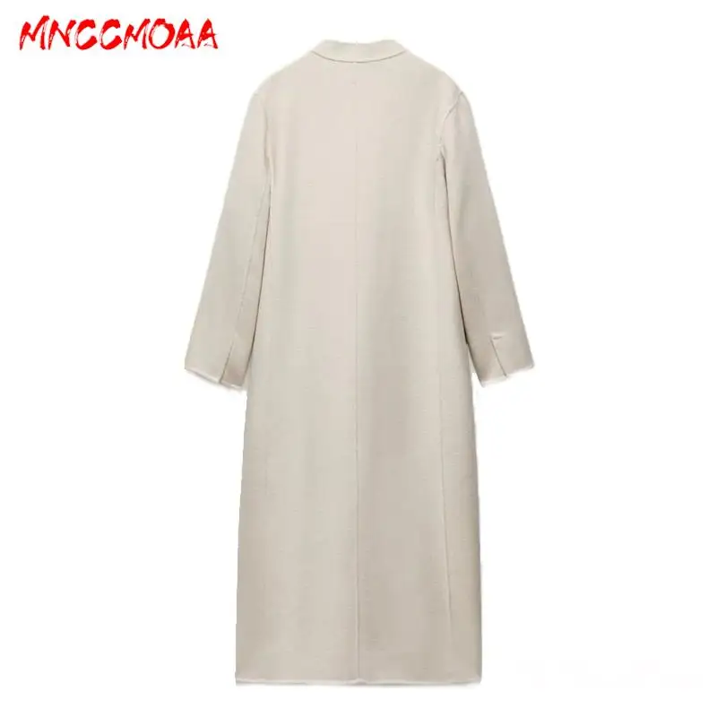 MNCCMOAA 2023 Autumn Winter High Quality Woman Fashion Loose Double Sided Woolen Coat Female Solid Color Casual Pocket Outerwear