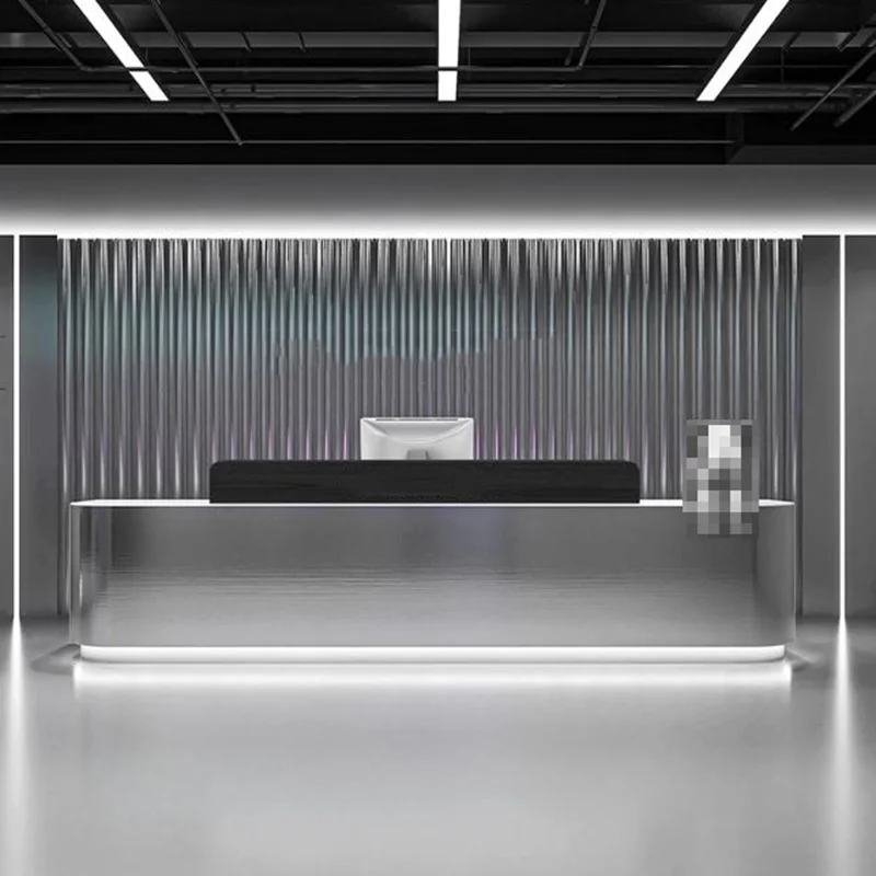 مكاتب استقبال بار المتجر، تصميم جمالي حديث فريد من نوعه، مكاتب استقبال طويلة، أفضل أثاث صناعي عصري #6