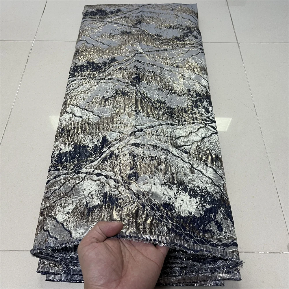 

African Jacquard Brocade 5 Yards Lace Fabric,Embroidery,2025,Party Dresses,Tulle,Carbon,Nigerian Fabrics For Sewing By Meter