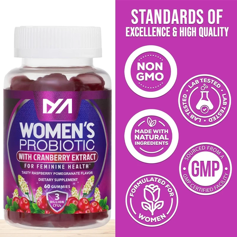 

Female probiotic gummies-3 billion colony units female probiotics for pH,urinary and immune support,6 strains,non GMO-60 gummies