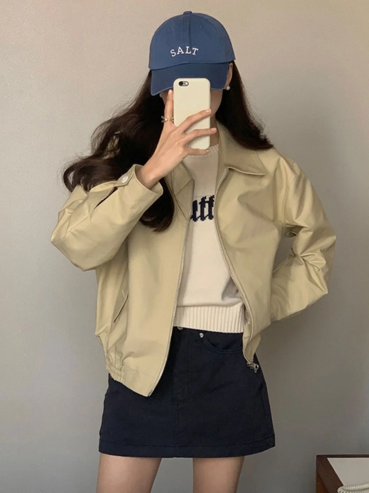

ort Jaet Coat Women Early Autumn Hot New Korean Version Faion Casual Small Size Stand Collar Baseball Workwear Top