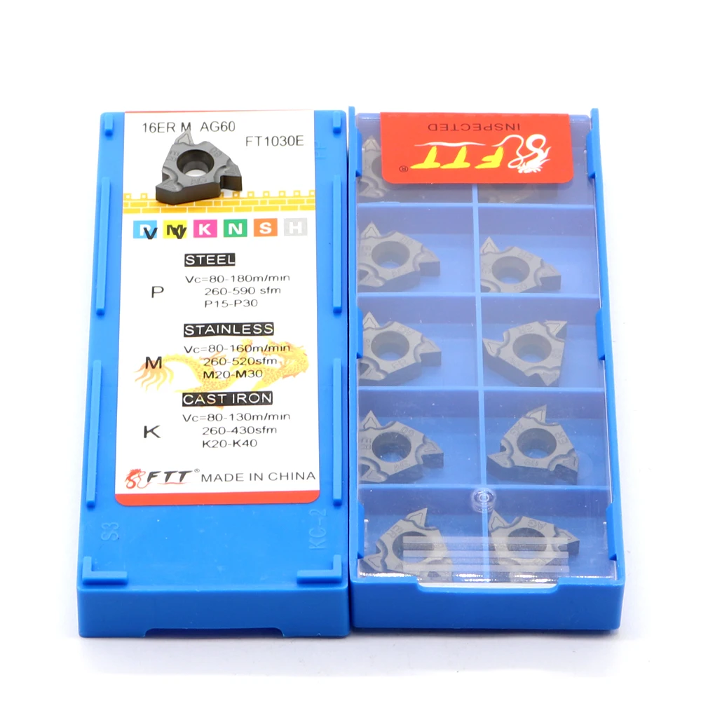 10 pz 16ER M AG60 FT1030E utensili per tornitura filettatura inserto in carburo di tungsteno tornio per filettatura tornio CNC lama per tornio
