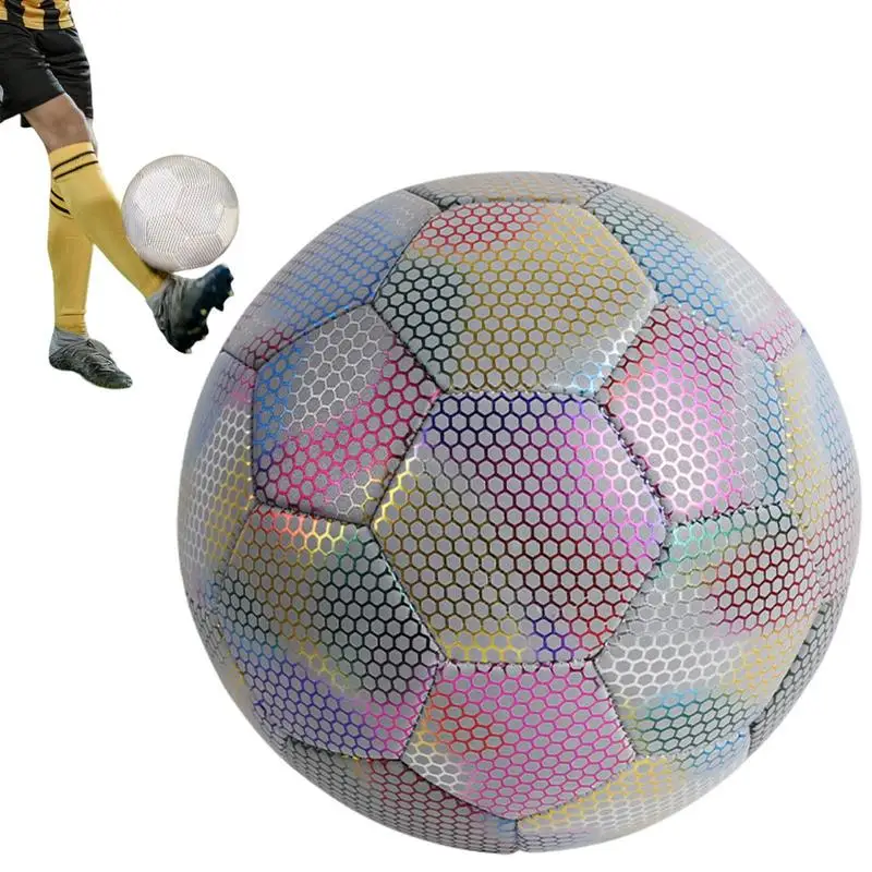 

No.4 & No.5 Ball, Reflective Soccer Balls, PU Leather Football Training Ball, Fits For Adolescents Adults Football Lovers