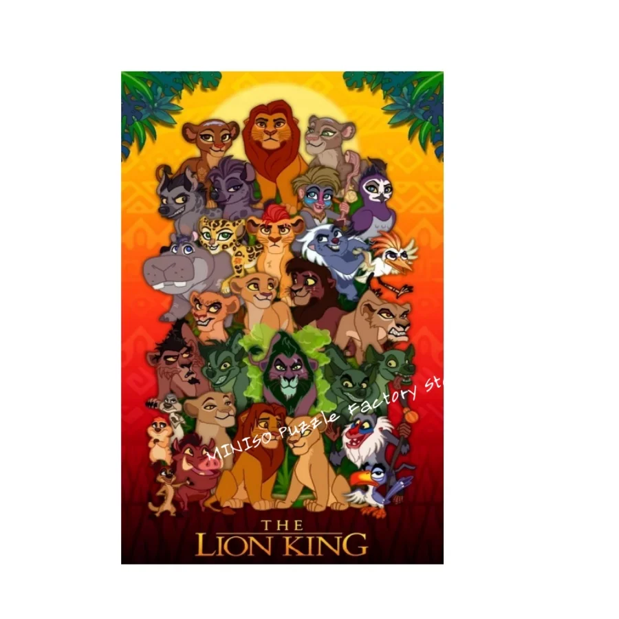 Disney dos desenhos animados quebra-cabeça o rei leão 108/200/300/500/1000 pçs quebra-cabeças de madeira para adultos brinquedos presentes quebra-cabeças de chão