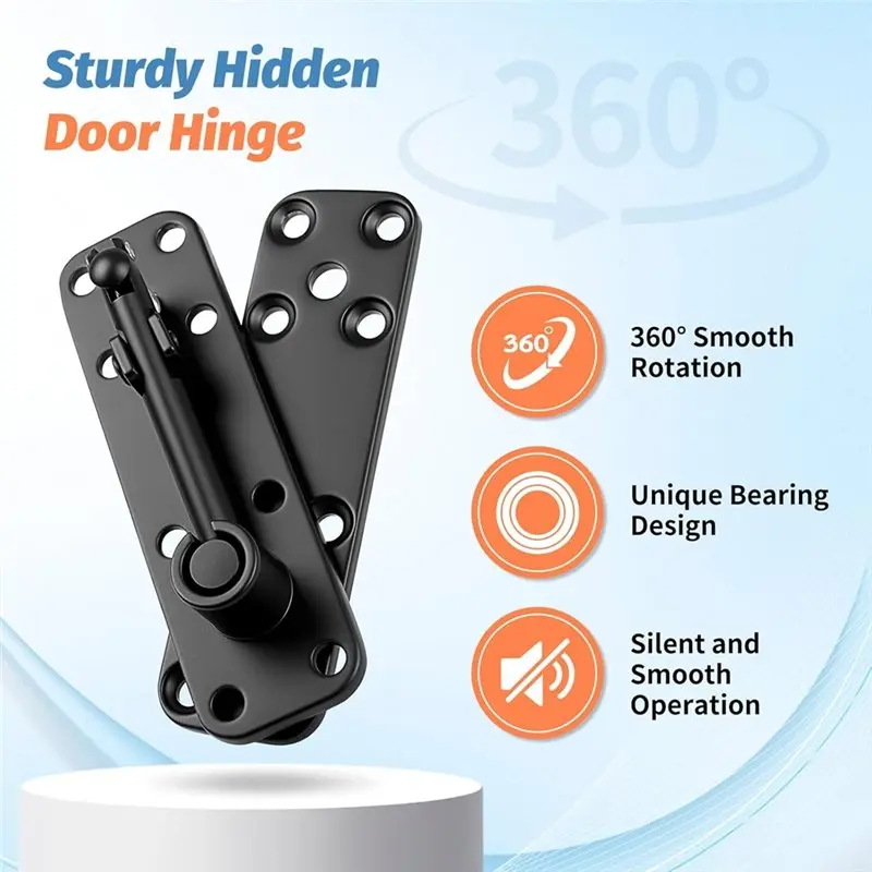 A68P- Door Hinge, 570LBS Load-Bearing, 360°Rotation Swinging Hinge, Compatible With Secret Doors Bookcase, With Glove