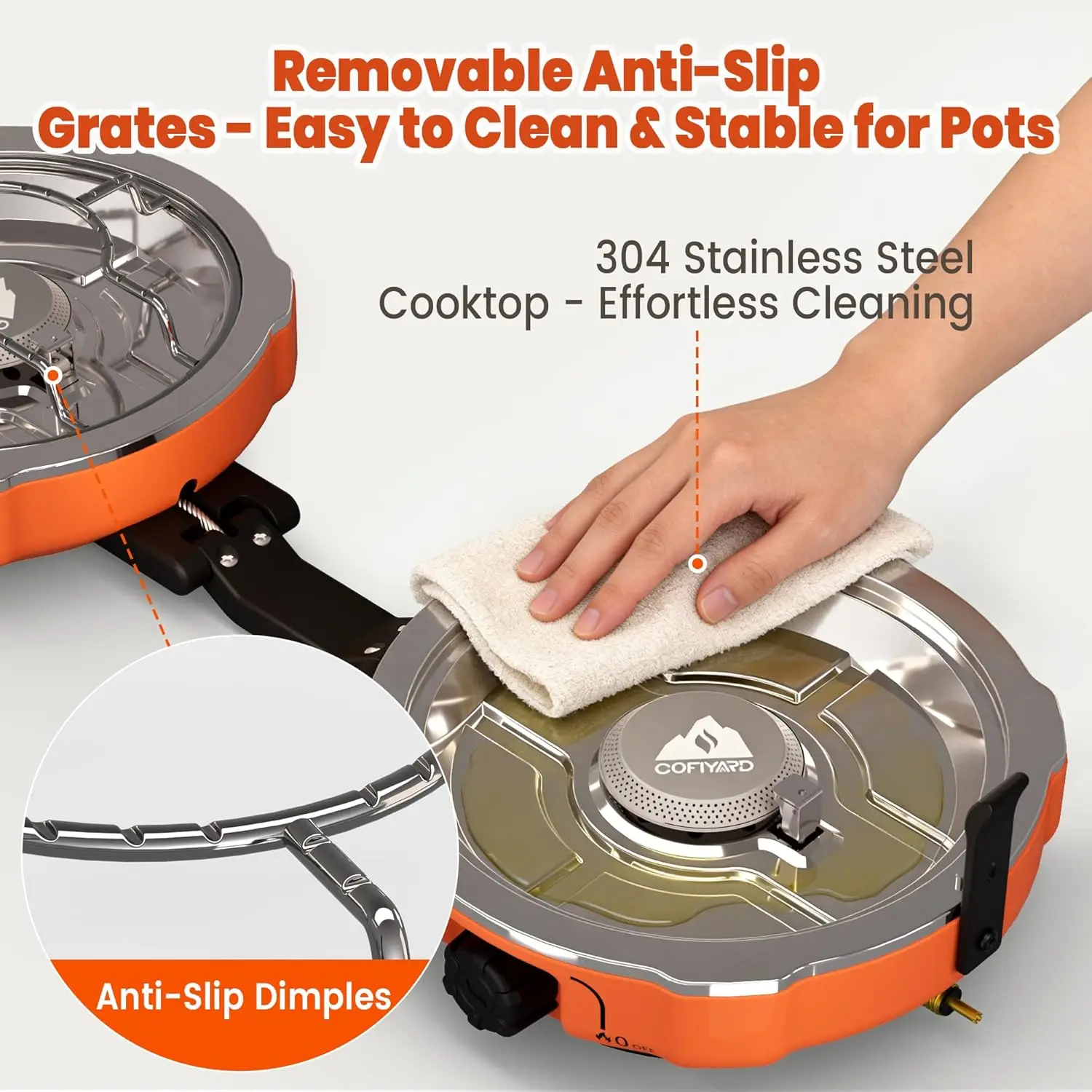 20,000 BTUs 2 Burner Propane Camping Stove, Portable Folding Camp Stove with Adjustable Burners, Regulator and Carrying Bag,