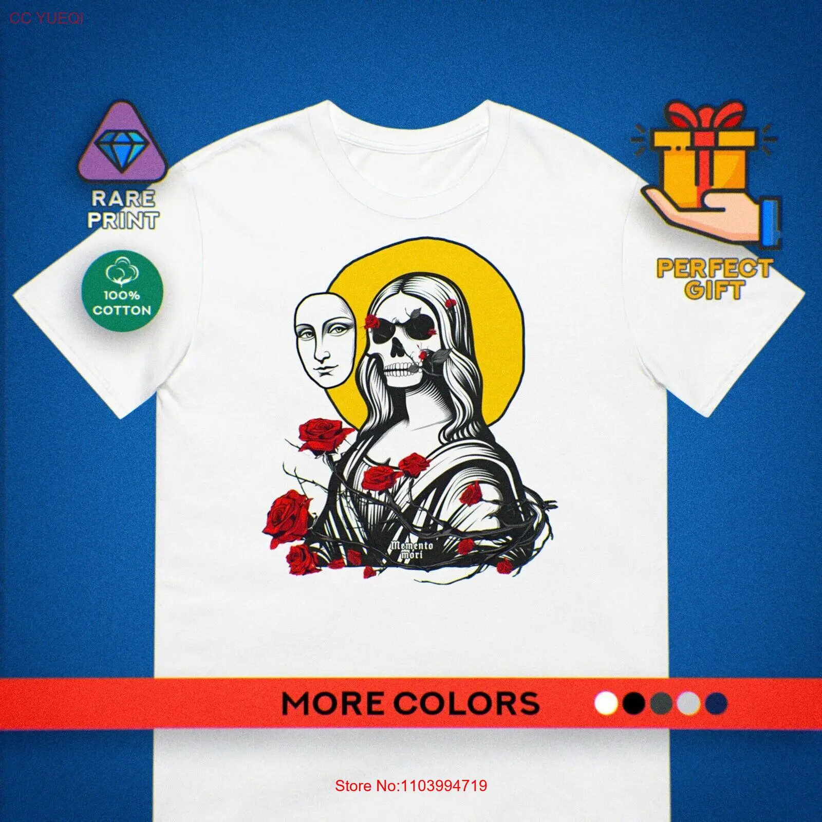 Mona Lisa T-shirt Memento Mori tshirt Minimalistic art history painting tee Da V