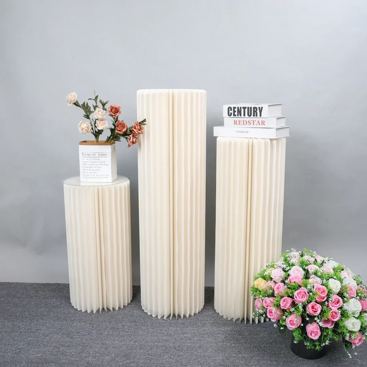 Paper Columns Display Pedestal Stand Cylinder Pedestal Stand Cardboard Flower Stand Dessert Table Wedding Birthday Party Decor