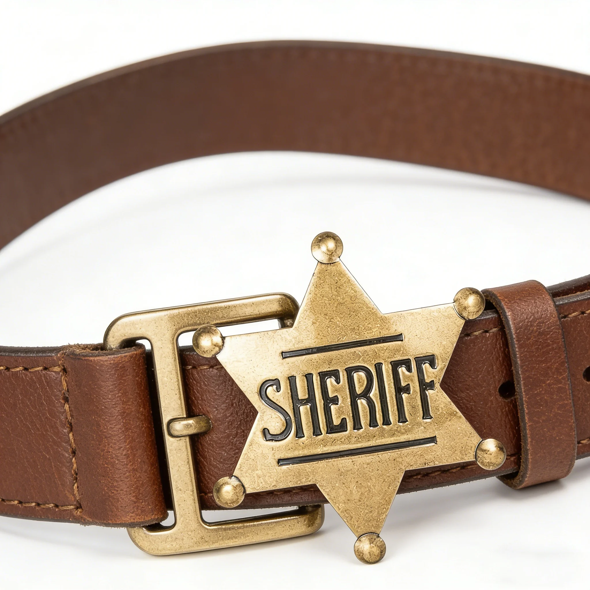 

Золотой значок шерифа (винтажный дизайн со звездой): прочная металлическая конструкция, четкое надпись "SHERIFF", идеально подходит для косплея в стиле вестерн и для демонстрации