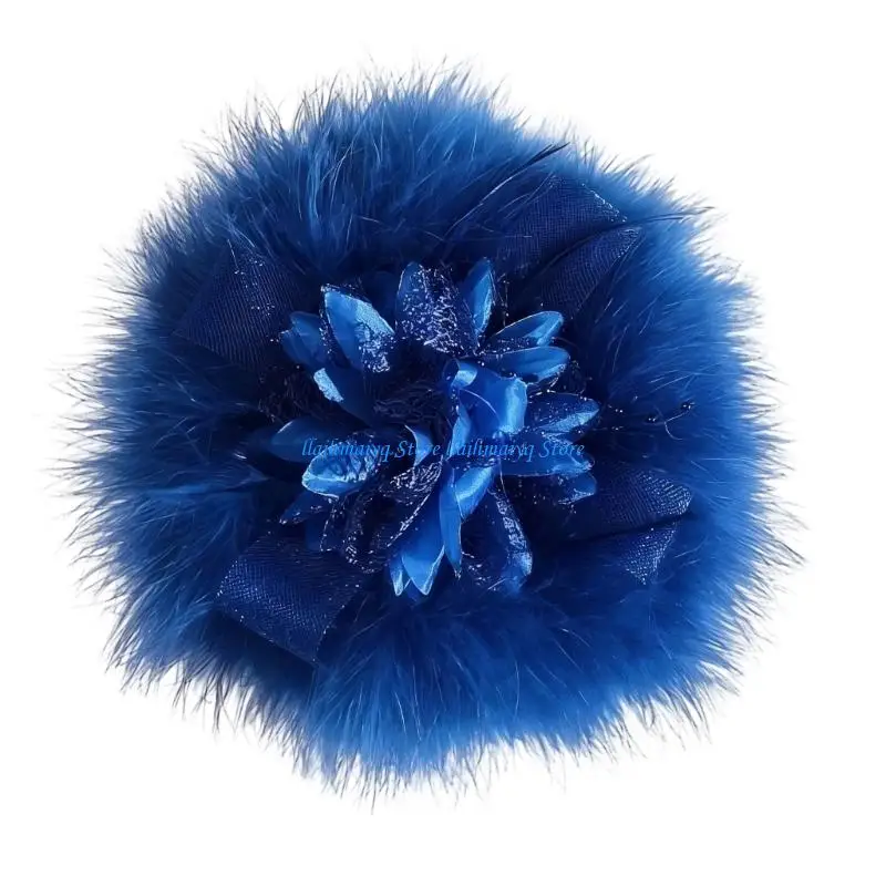 573B Unique Feathered Flower Hairband With Secure Hair Clip Women Fascinator Headwear