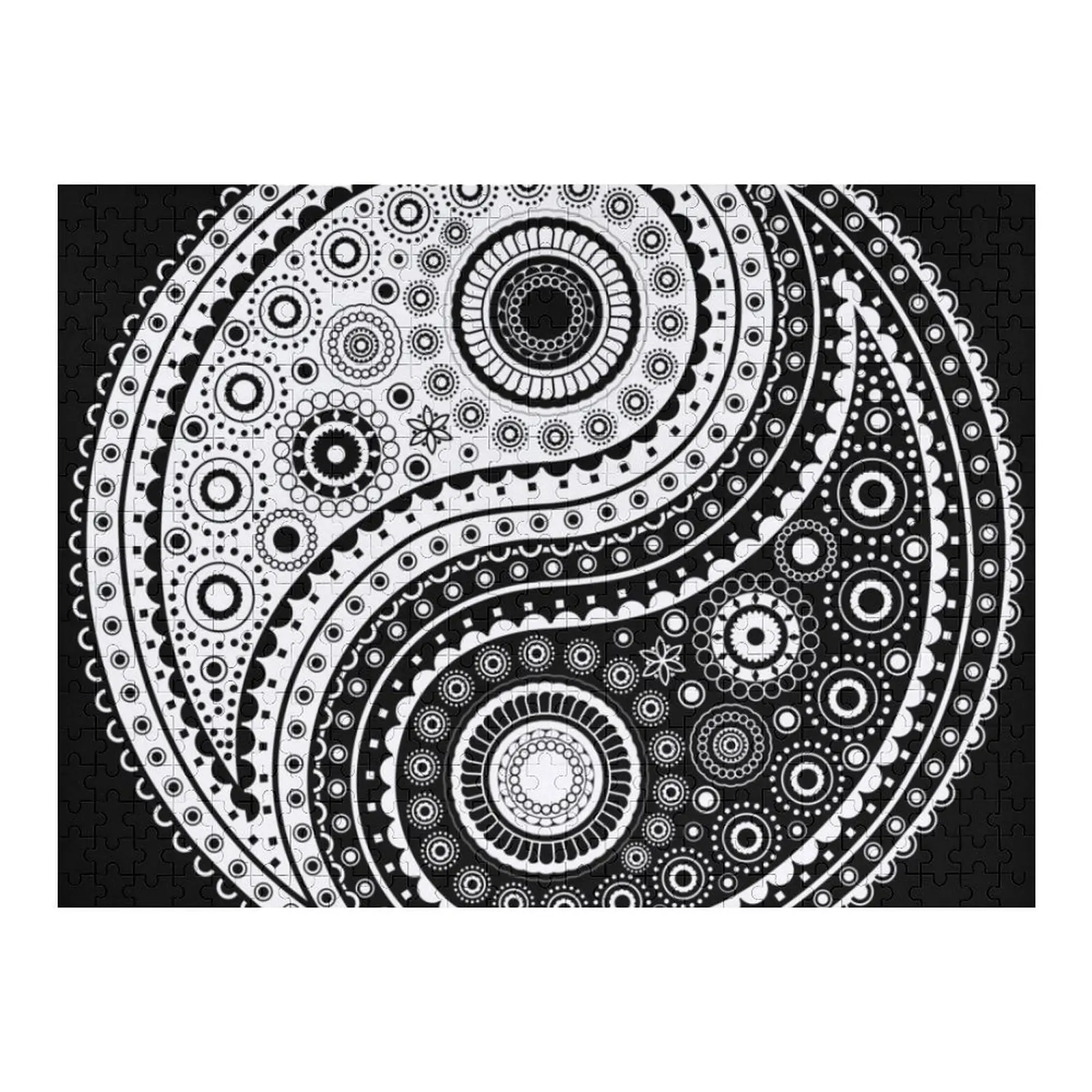 

Yin Yang Symbol Paisley Style Jigsaw Puzzle Personalized Name Woods For Adults Photo Custom Puzzle