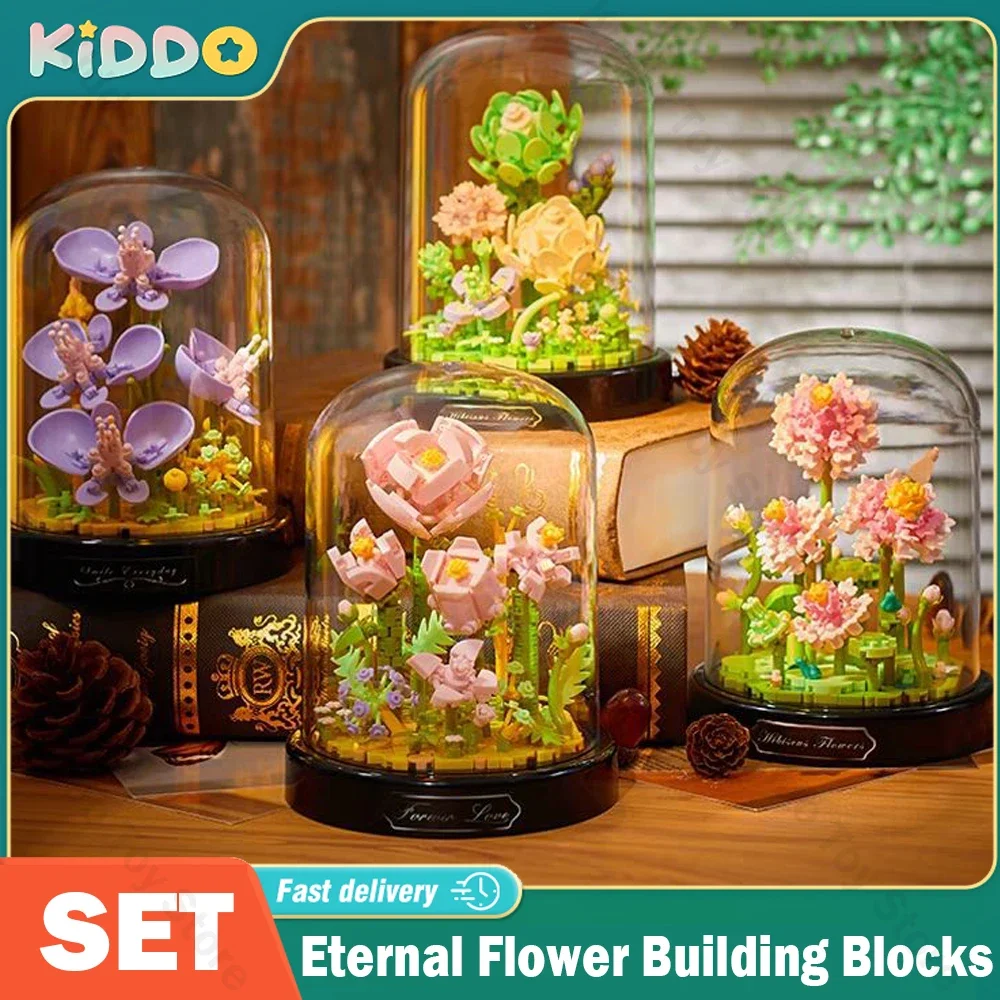 

Eternal Bouquet Building Blocks Flower Model DIY Creative Plant Decoration Assemble Bricks Educational Toys for Kids Adult Gifts