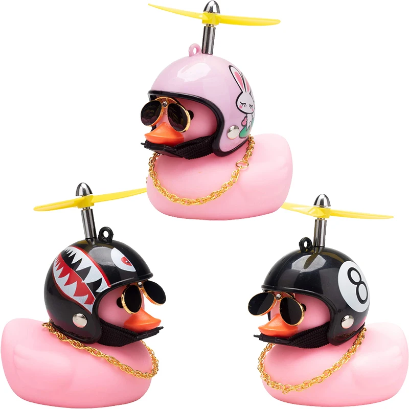 Car Accessories Interior Broken Wind Small Yellow Duck with Helmet Airscrew Wind-breaking Pink Duck Cycling Decoration Ornaments