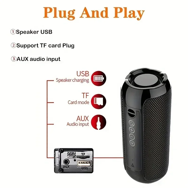 TG117 Portable Bluetooth Speaker Outdoor Wireless Woofer Free Call /FM/TF Card/USB Flash Drive Connect Mobile Phone/Tablet/TV view 6