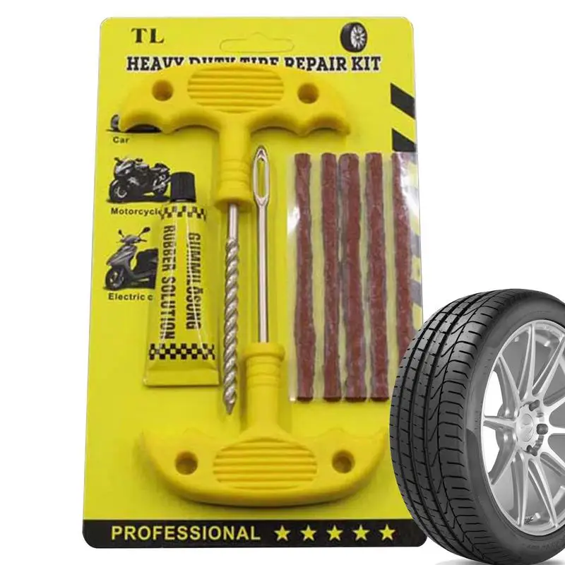 Car Flat Tire Repair Kit Bikes Tire Repair Tubeless Tire Repair Kit Lightweight Tire Patch Tools Tire Plugging Kits for Bicycles