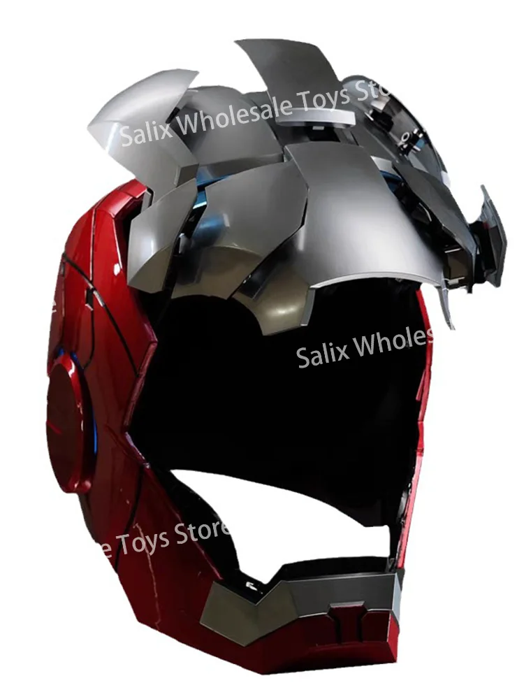 automatic iron man helmet Iron-Man MK5 Silver Motorized Cosplay Helmet, Voice, Touch & Remote Control dismiss battle mode with eye lights in white and ear lights in blue 14 In Stock Iron Man Helmet