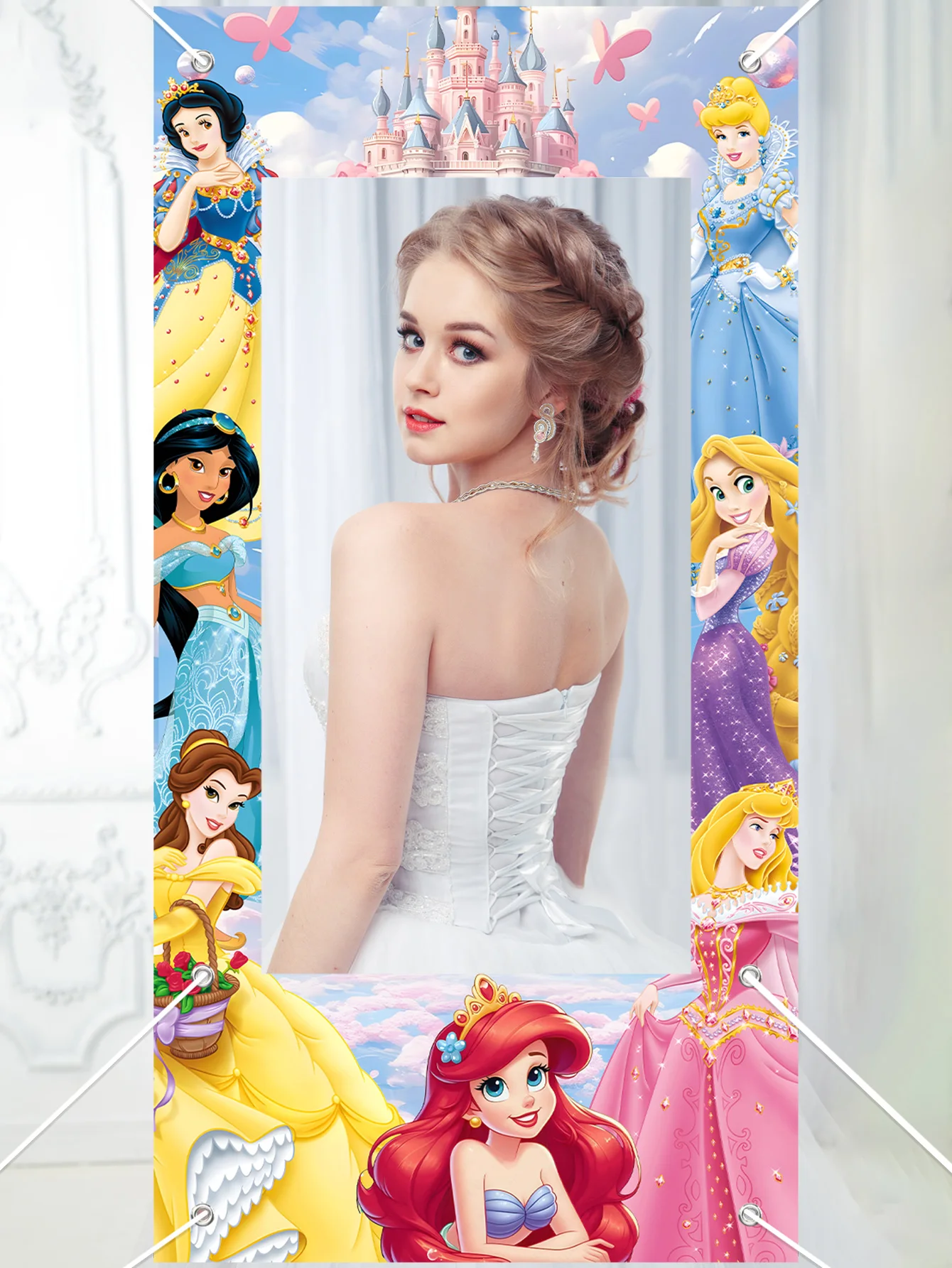 إطار صور لموضوع الأميرة السابعة، إطار صور لحفلات أعياد ميلاد الأطفال، دعائم خلفية لتزيين حفلات الأطفال