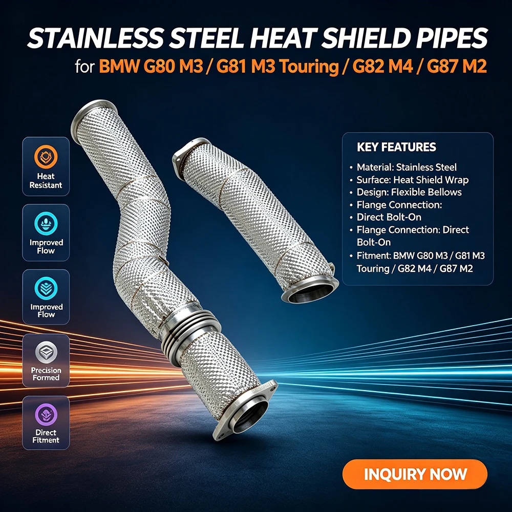 Stainless steel high-performance exhaust head section for BMW G80 M3 G81 M3 Touring G82 M4 G87 M2 Insulated exhaust head