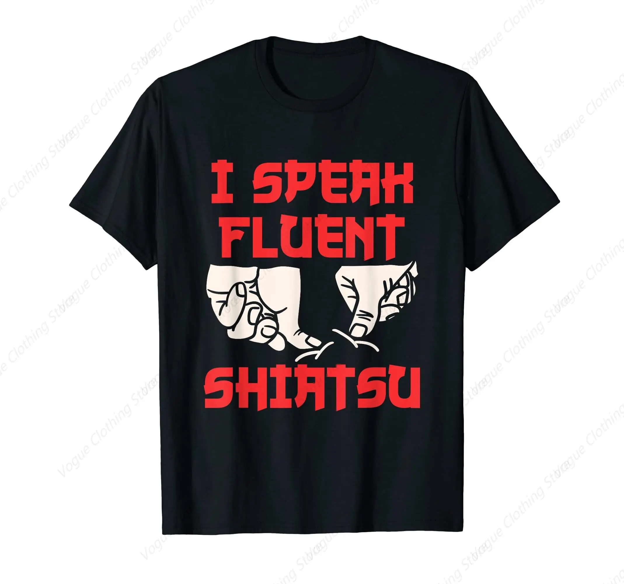 I Speak Fluent Shiatsu Massage Therapist Massager Masseuse T-Shirt Short Sleeves Cotton Tee Shirt Leisure Comfortable