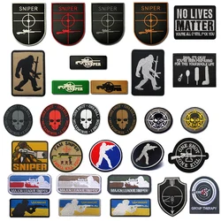 Sniper pvc Embroidered Patches Tactical   Patch Combat Emblem Zombie PVC Rubber Skull Badges For Clothing Cap Bag