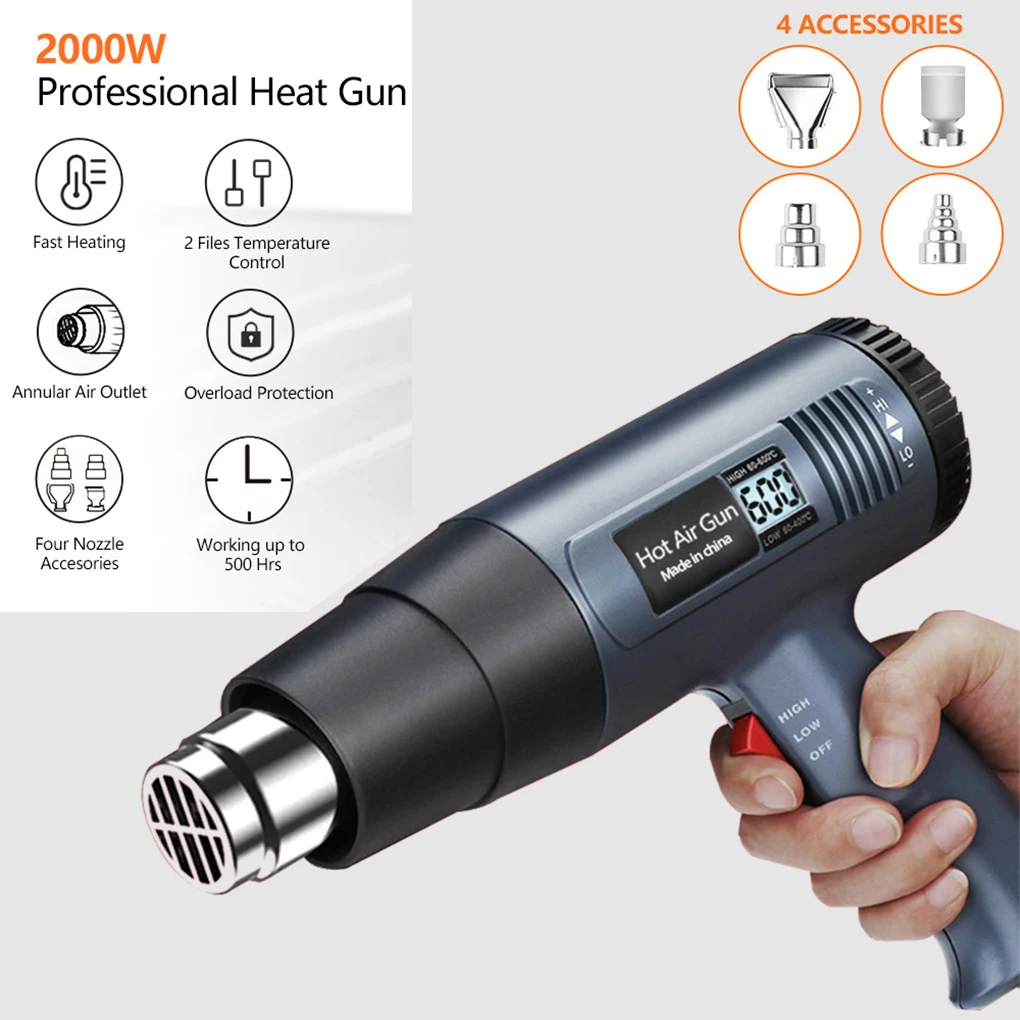 heat hot air gun temperatura ajustavel faca voce mesmo stripping paint encolhendo pvc e home 2000w 60600 d bicos profissional 01