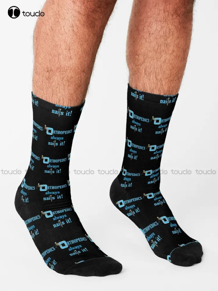 Funny Orthopedic Design Funny Skeleton. Orthopedics Always Nails It Socks Mens White Socks Custom Gift Streetwear Funny Sock Art