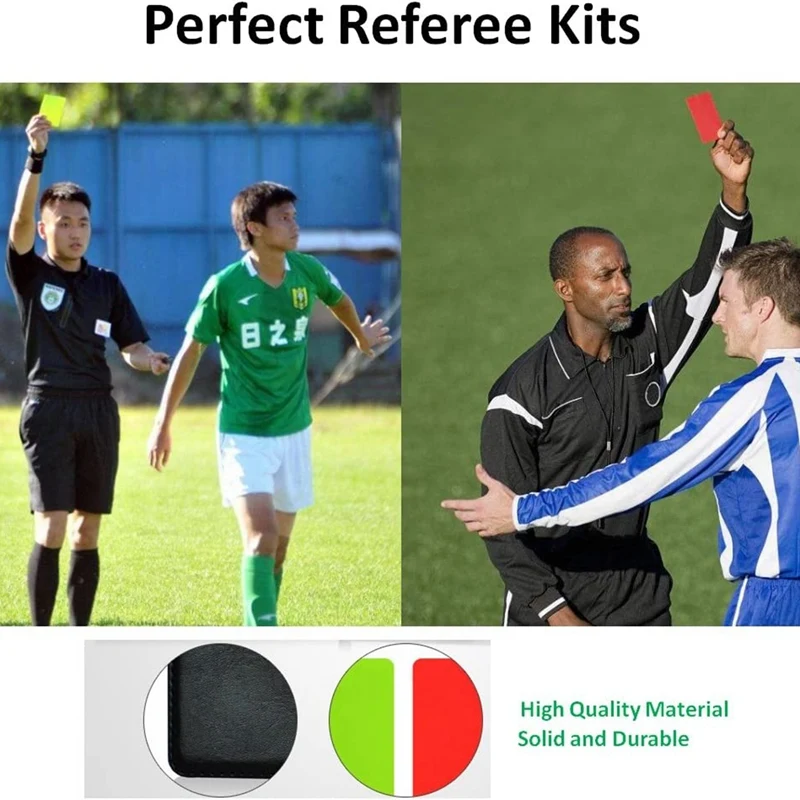 Soccer Referee Flag Set Red Yellow Cards With Notebook And Pencil Coach Stainless Steel Whistles With Lanyard