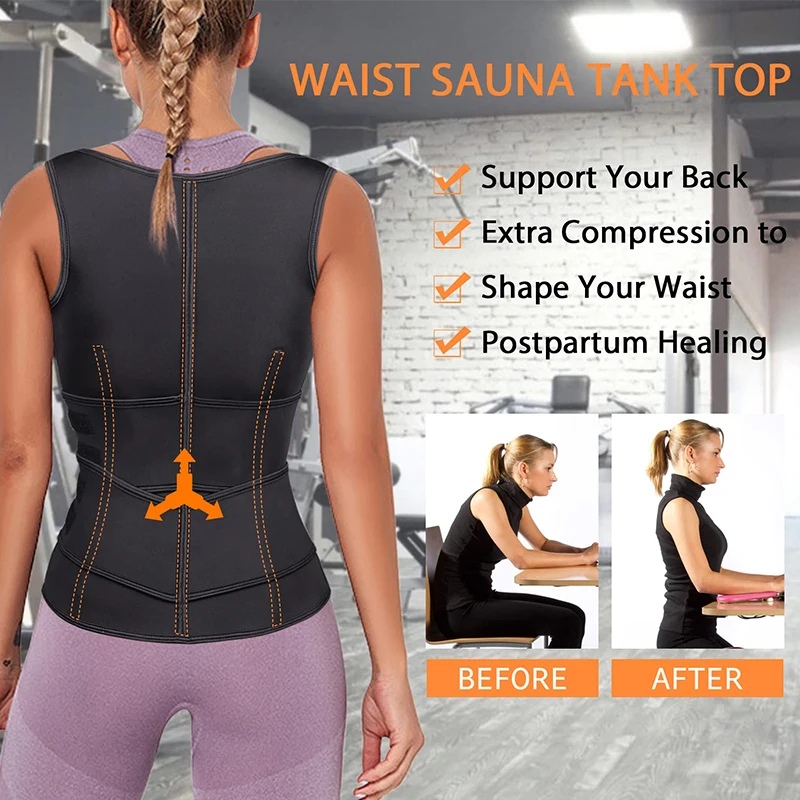 Waist Trainer for Women Waist Trainer Corset Vest Tummy Slimming Belly Body Shaper Sauna Workout Trimmer Belts with Zipper