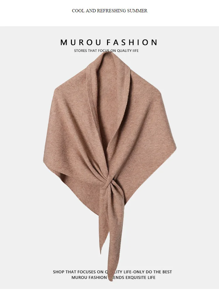 وشاح نسائي كاجوال من مزيج الصوف على شكل مثلث بلون سادة لخريف وشتاء دافئ لحماية الرقبة غطاء غرفة مكيف الهواء