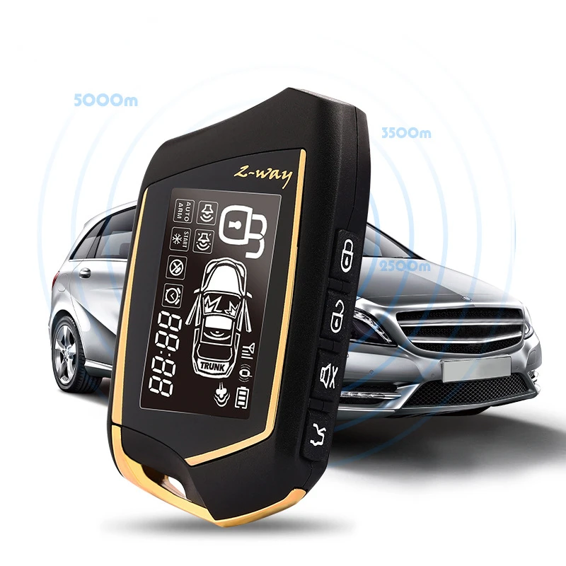 

Two-way car anti-theft device 1500 meters LCD LCD LCD screen vibration remote control one-click alarm black and gold