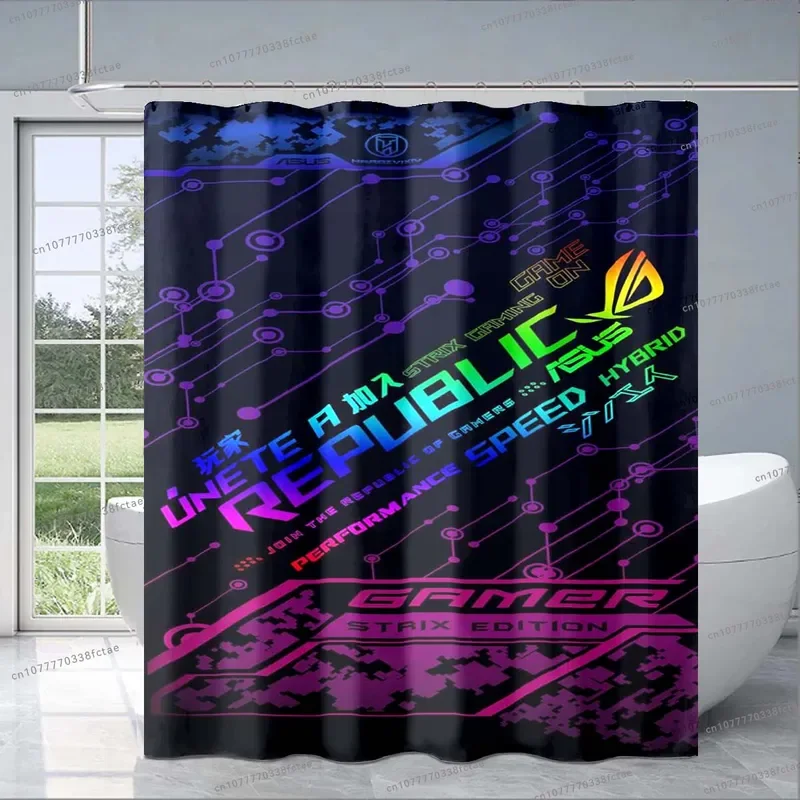 ROG Anime Shower Curtain Game Logo Shower Curtain Adult Children Bathroom Decoration Shower Curtain Boy Birthday Gift