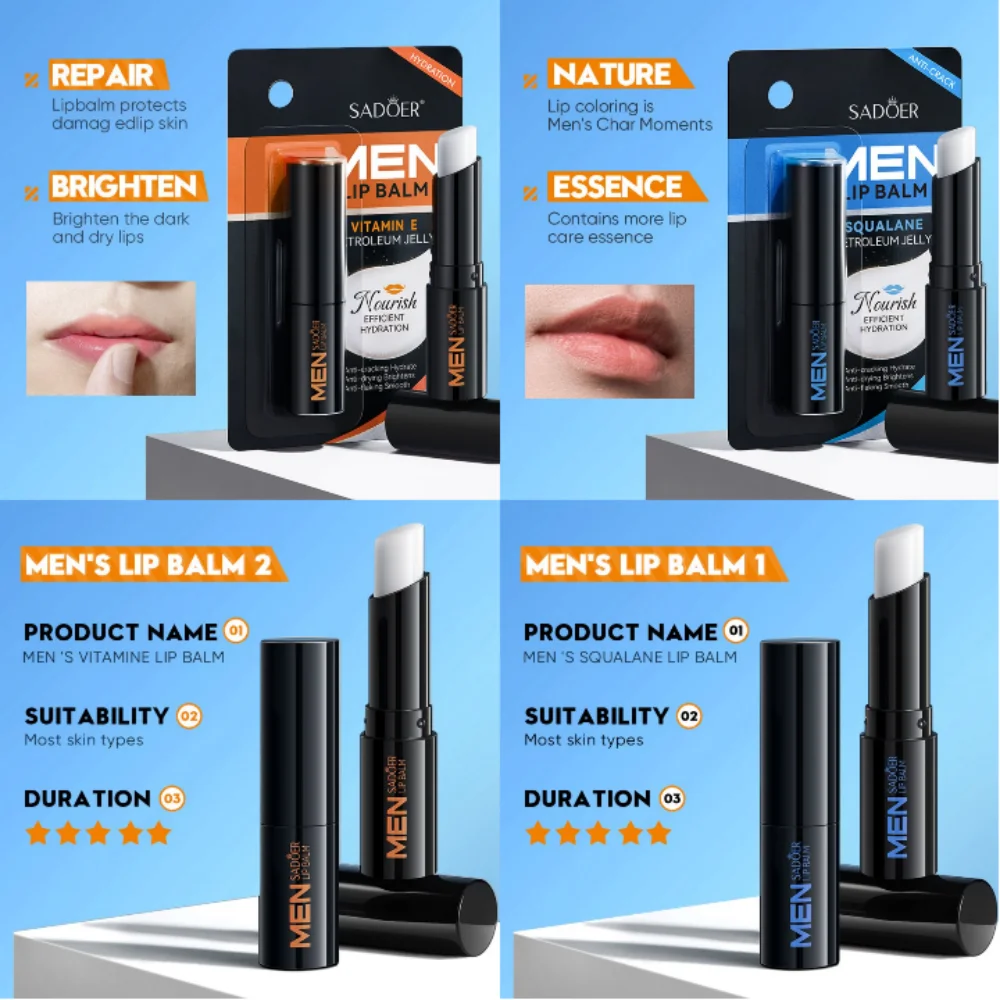 

1/2/3 шт. SADOER Мужской бальзам для губ с вазелином в форме акулы (разная упаковка) Нежный, не раздражающий, увлажняющий бальзам для губ для зимы