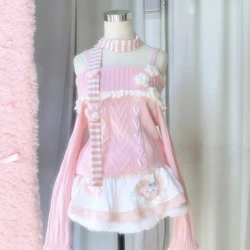 Y2k Aesthetic Slash Neck Twist Sweater Women Sweet Off Shlouder Bandage Flower Pullover Retro Tops Harajuku Kawaii Fairy Jumpers