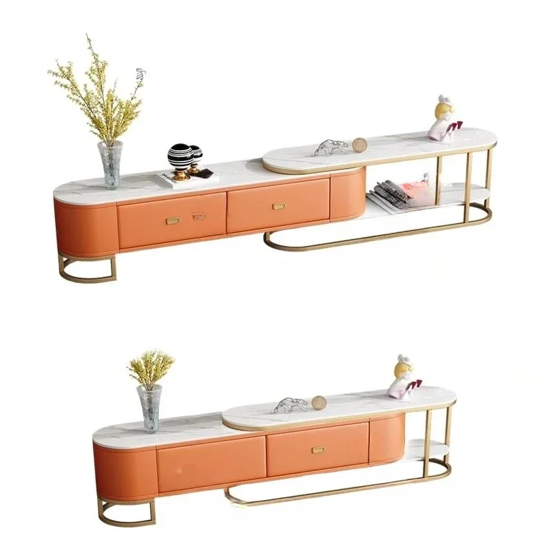 

Simple coffee table TV cabinet combination, household, living room, light luxury rock slab