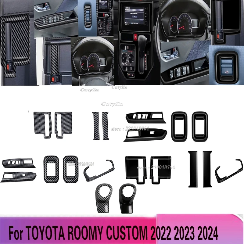 Para toyota roomy personalizado 2022 2023 2024 abs interruptor da janela de fibra carbono painel capa guarnição painel instrumento decoração ac ventilação guarnição