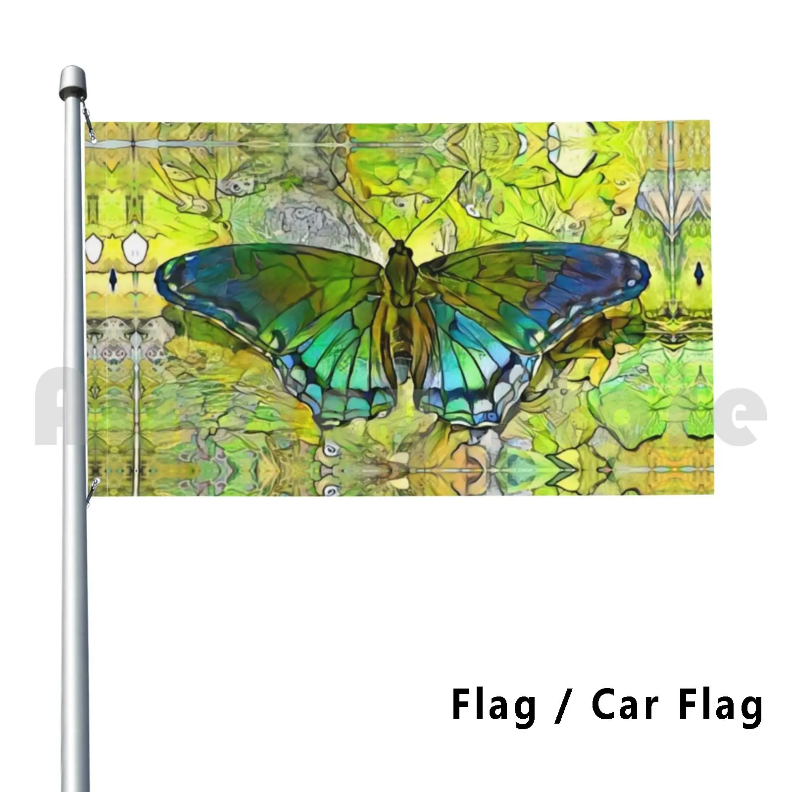 If Flew Green Outdoor Decor Flag Car Flag Butterflies Green Blue Yellow Abstract Papilio Glaucus Animal Wildlife Tiger