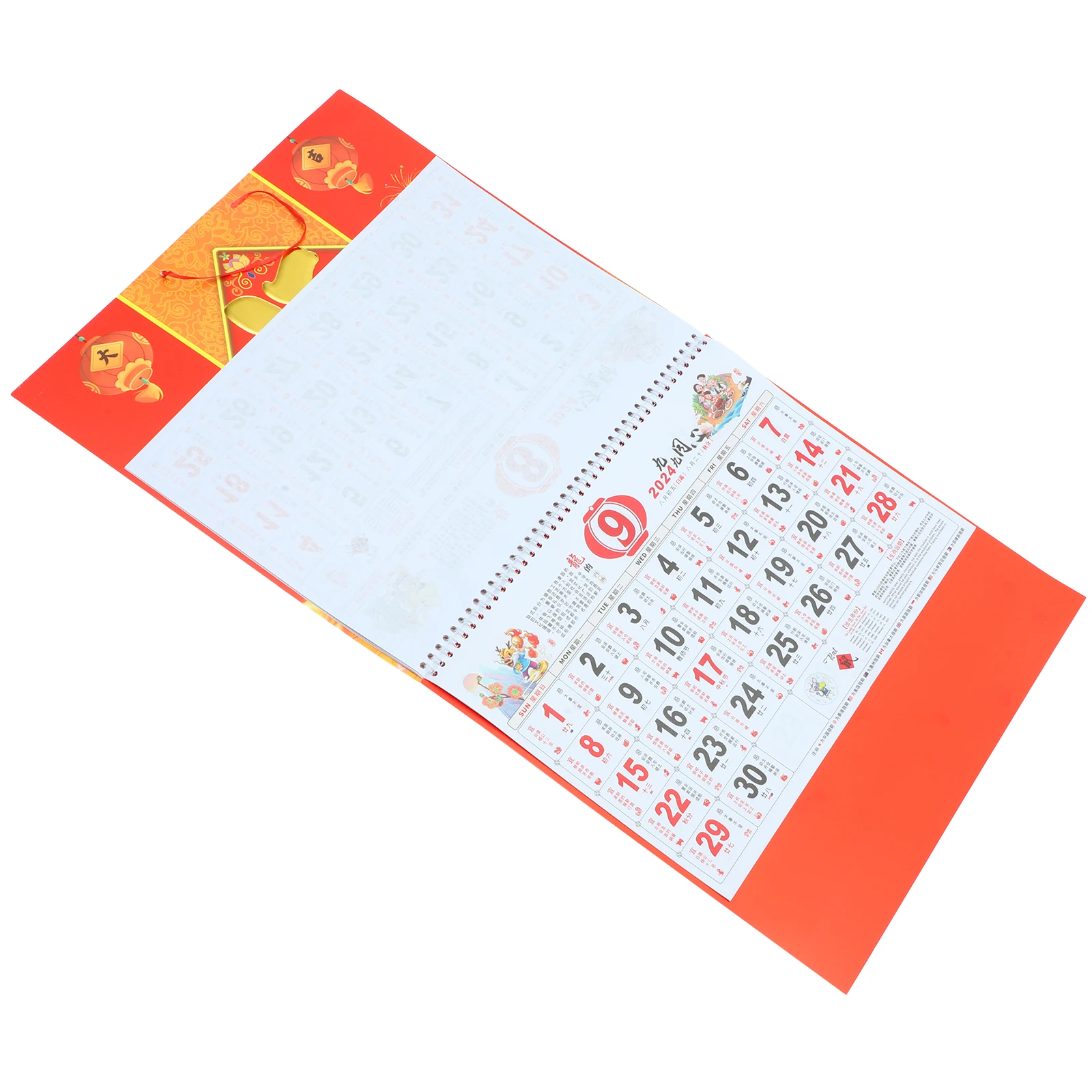 

2024 Dragon Blessing Character Wall Chinese Style Hanging Lunar Paper New Year Home Decorative Calendar Pendant 2024 for Home