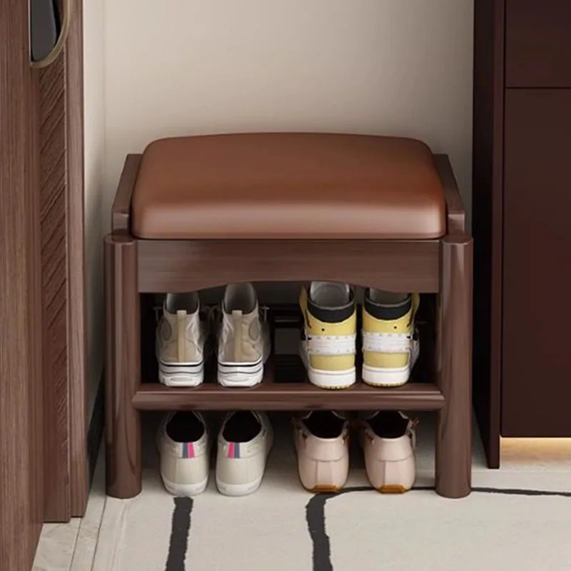 Modern Wood Foot Stool Shoe Storage Pouf Mobile Living Room Space Saving Foot Stool Designer Bar