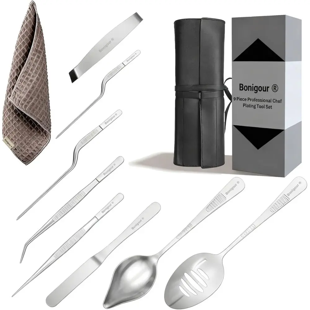 

Chef Plating Tools,Professional Culinary Plating Tool Set,Chef Garnish Tools Kit,Fish Tweezers,Pastry Spatula,Cake ting Tweezers