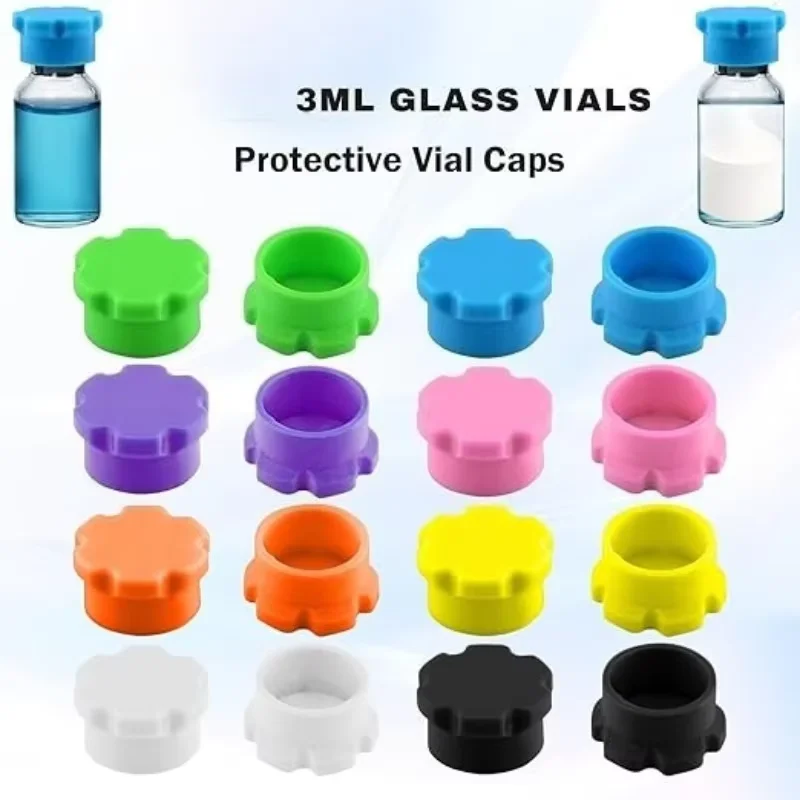 Peptide bottle cap, suitable for 3ml glass bottle, reusable silicone bottle cap, suitable for1/2/3 ml bottle