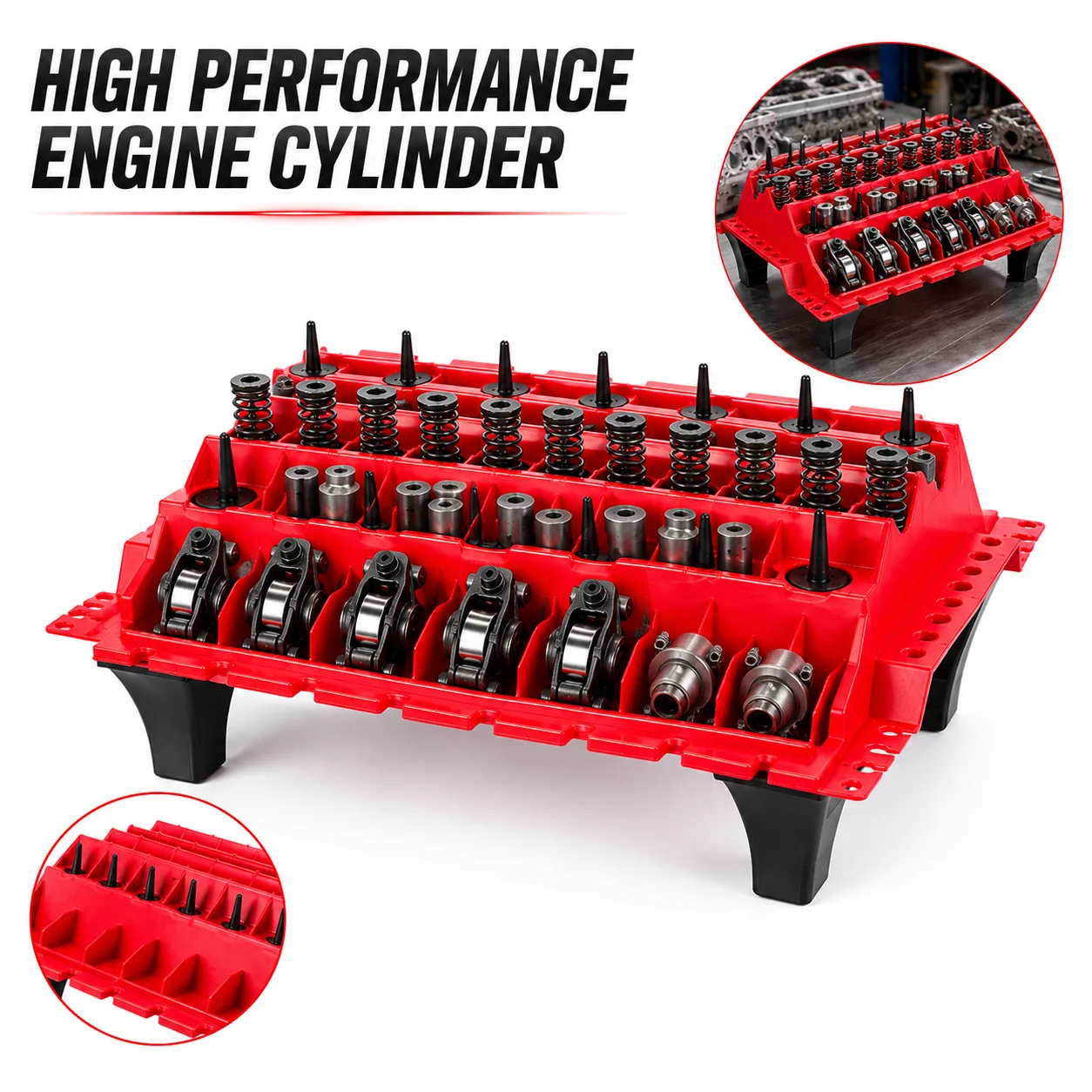Professional Engine Organizer Parts Tray, Valvetrain Organizer Trays, Cylinder Head Assembly Organizing Rack, for Spring Storage