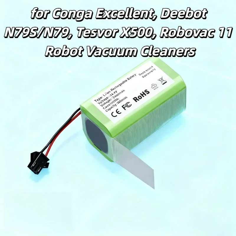 

14.4V 2600mAh Rechargeable Li-ion Battery –for Conga Excellent, Deebot N79S/N79, Tesvor X500, Robovac 11 Robot Vacuum Cleaners
