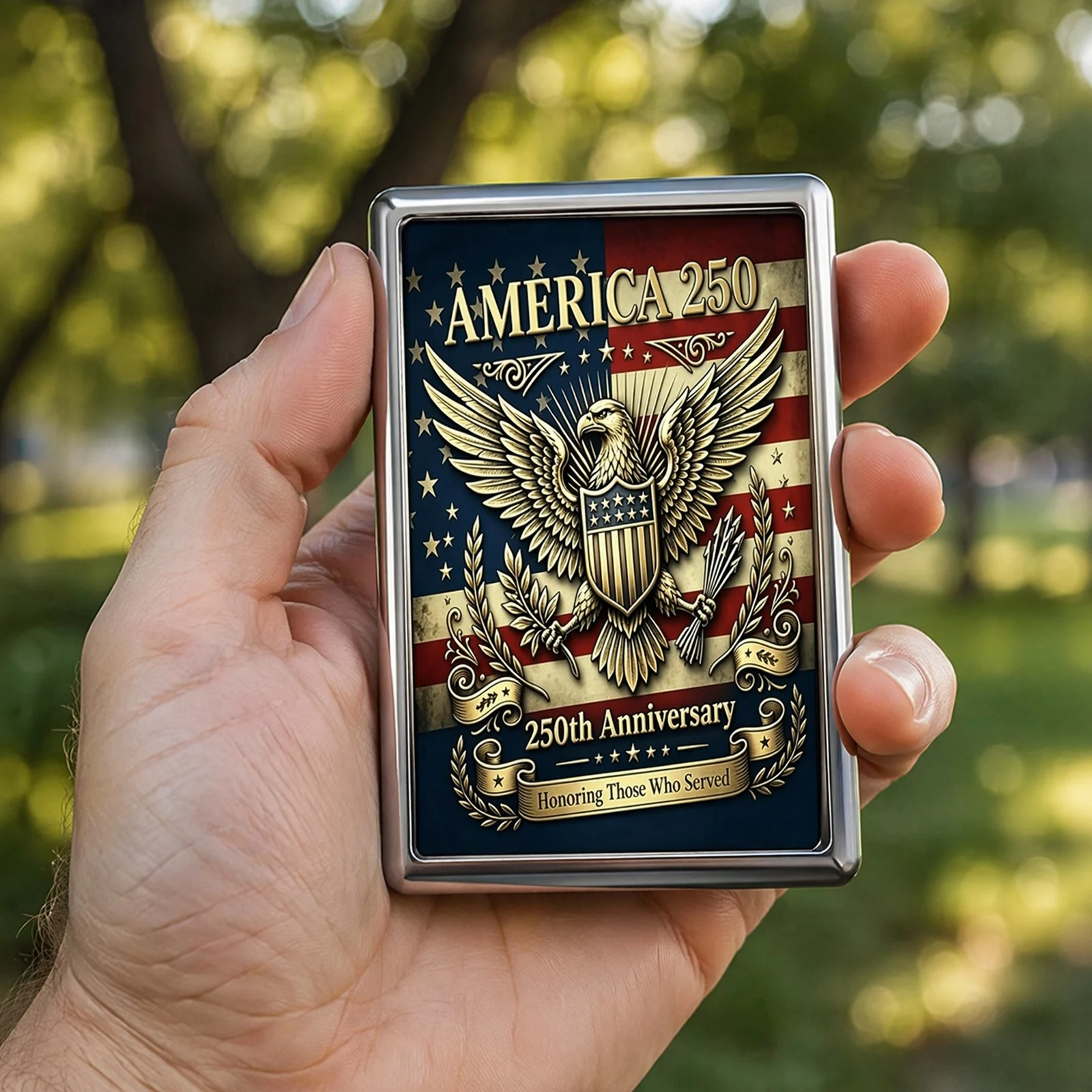 250 Anniversary Metal Versatile Card & Cash Case for Women Men Portable Smoking Boxes with Snap Closure for Credit ID Cards