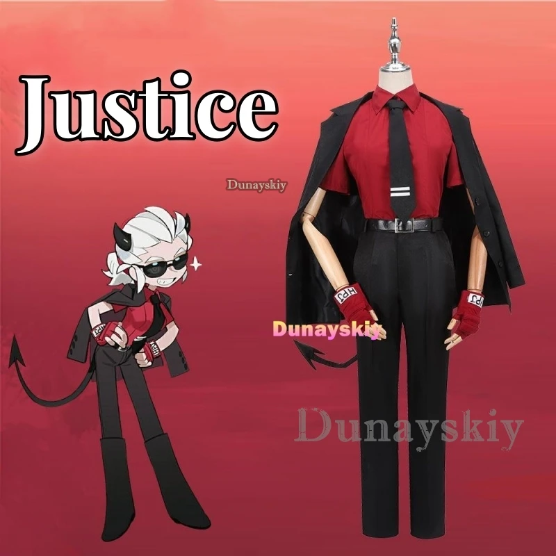 

Justice Cosplay Costume Clothes Uniform Cosplay Helltaker The Awesome Demon Performance Dress Halloween Party Woman Suit Set