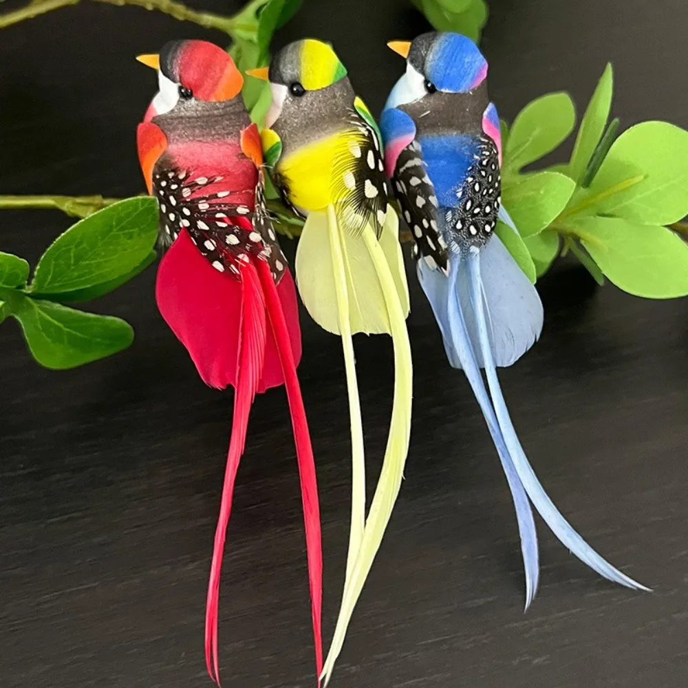 

6PCS Christmas Tree Figurines Decor Simulation Birds Statue Colorful Fake Bird Ornament with Clip Xmas Model Birds