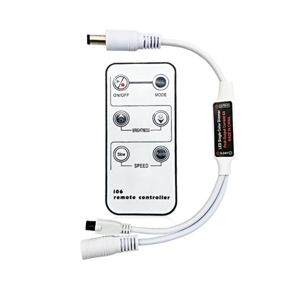 IR Lnfrared 6-Key Single-Channel Dimming LED Light Belt Controller 5-24V Mini LR Monochrome