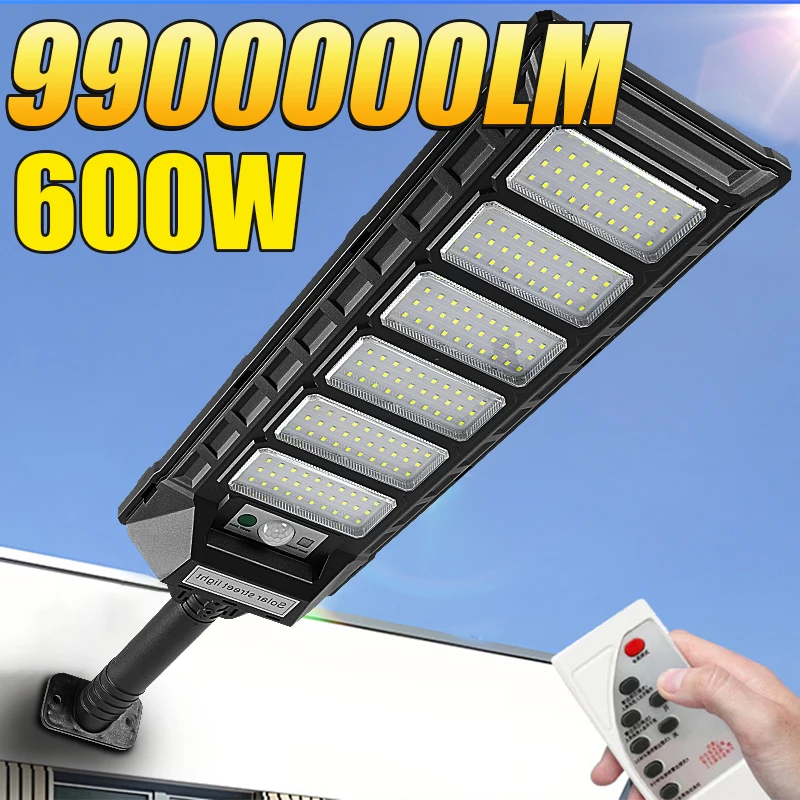 

2025 NEW 9900000LM 600W Solar Light For Outdoor Powerful Solar Induction Wall Lamp Remote Control Garden Lights For Patio Street