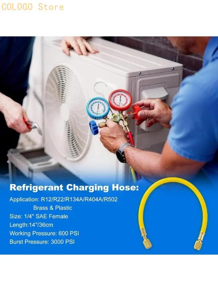Threaded End Hose Set with Can Tap Valves for R12 R22 R134A Cooling Service Work D0LD