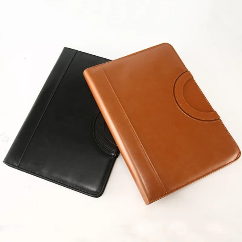New Multifunctional A4 Conference File Folder Business Stationery Information Leather Bag Contract Zipper Document Storage Clip
