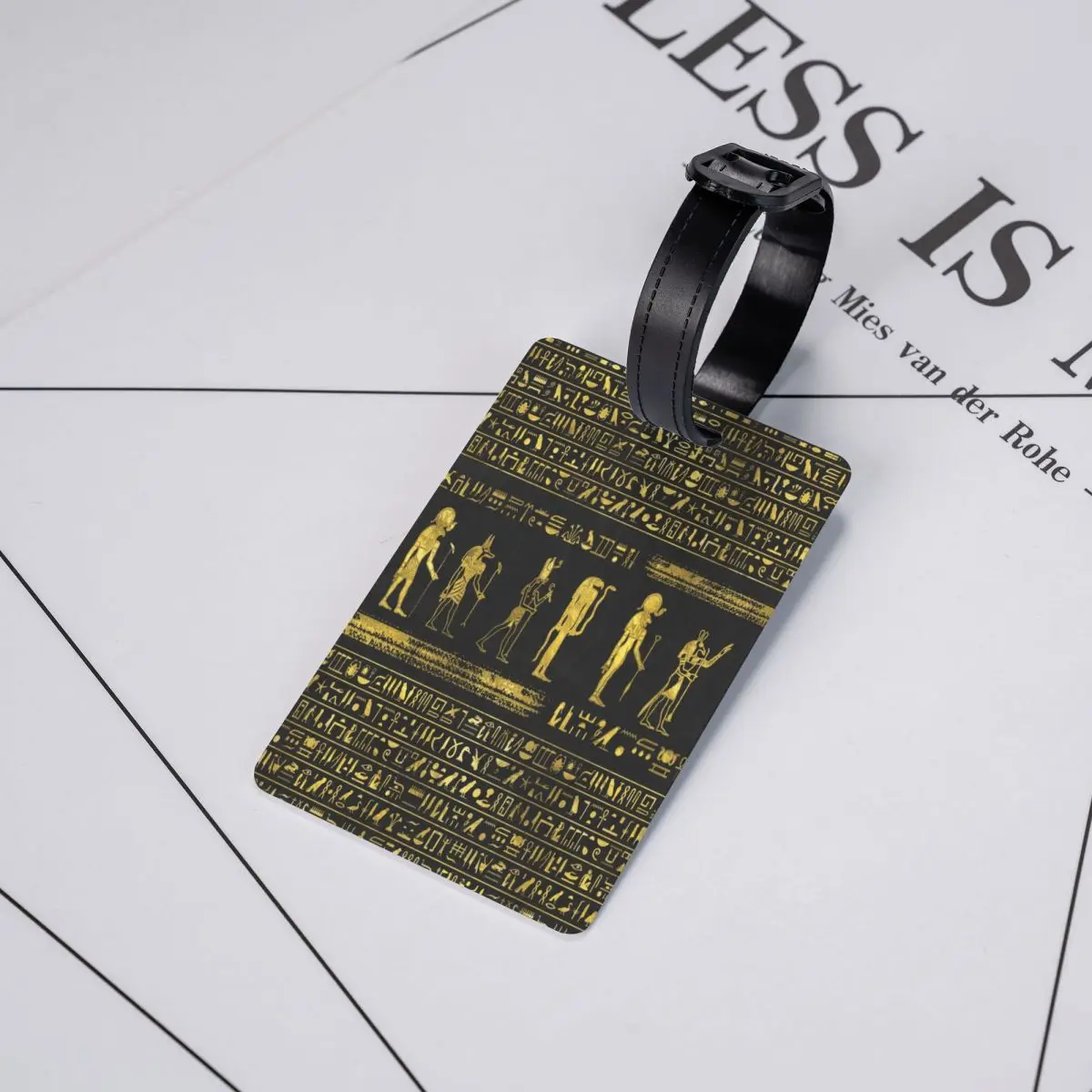 Golden Egyptian Gods Hieroglyphics Luggage Tag Privacy Protection Ancient Egypt Symbol Baggage Tags Travel Bag Labels Suitcase